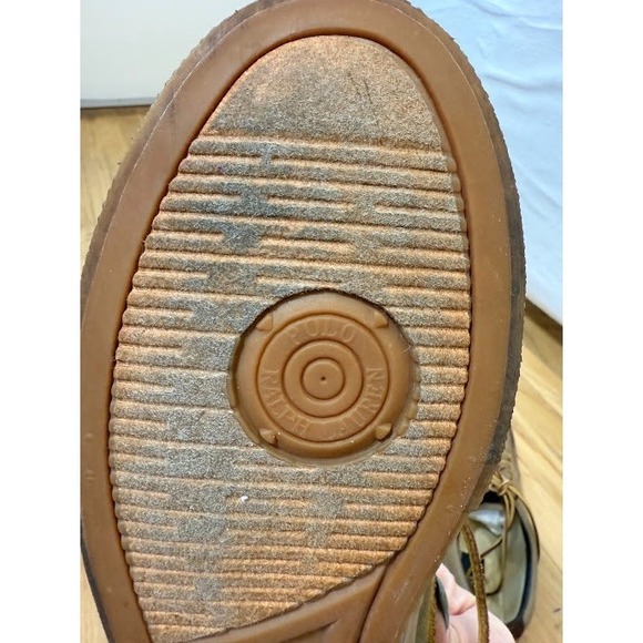 Polo Ralph Lauren Vance Side Lace Canvas Leather Boat Shoes Tan Brown Men's 11D - Picture 8 of 9